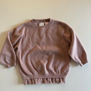 Zara Mauve Sweater with Lace Trim Size 3T